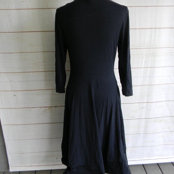 PESERICO NAVY BLUE 3/4 SLV FULL SKIRT ITALY MINIMALIST DRESS SZ IT 42 US 6 - Picture 3 of 5